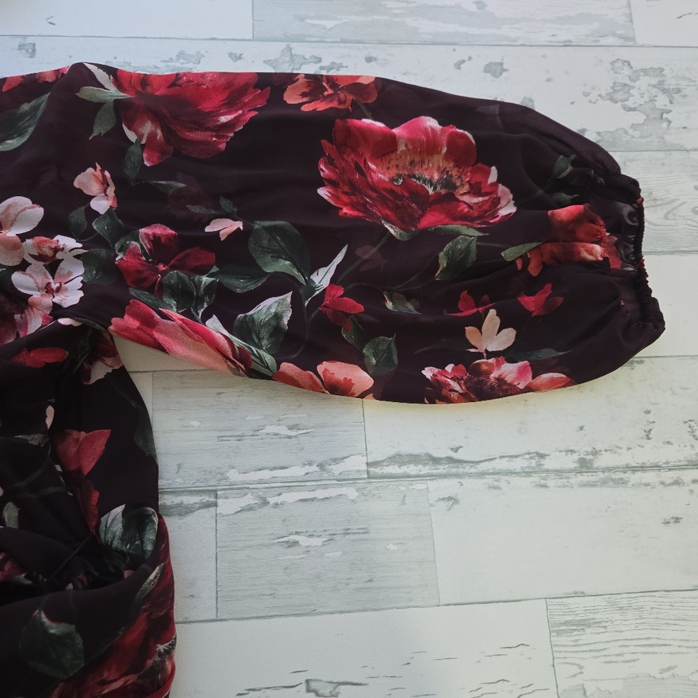 Alex Marie Birdie Chiffon Floral Print Cowl Neck  Tie Waist Ruffles Plus Size 18 - Picture 10 of 10